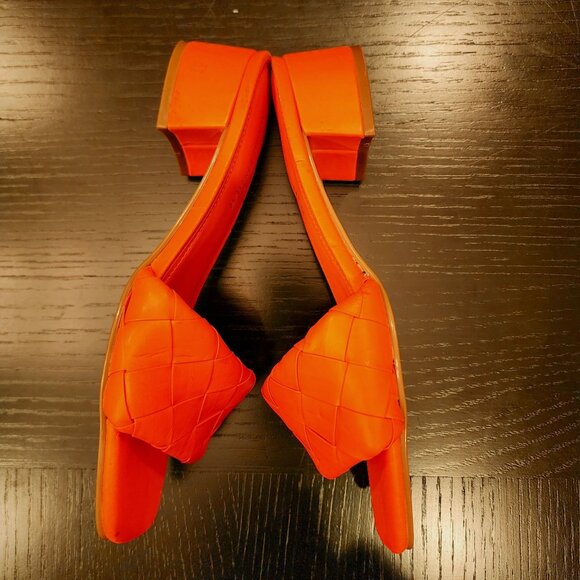 Marc Fisher Casper Bright Summer Orange Braided Block Heel Slide Sandals 5.5M - Picture 9 of 15